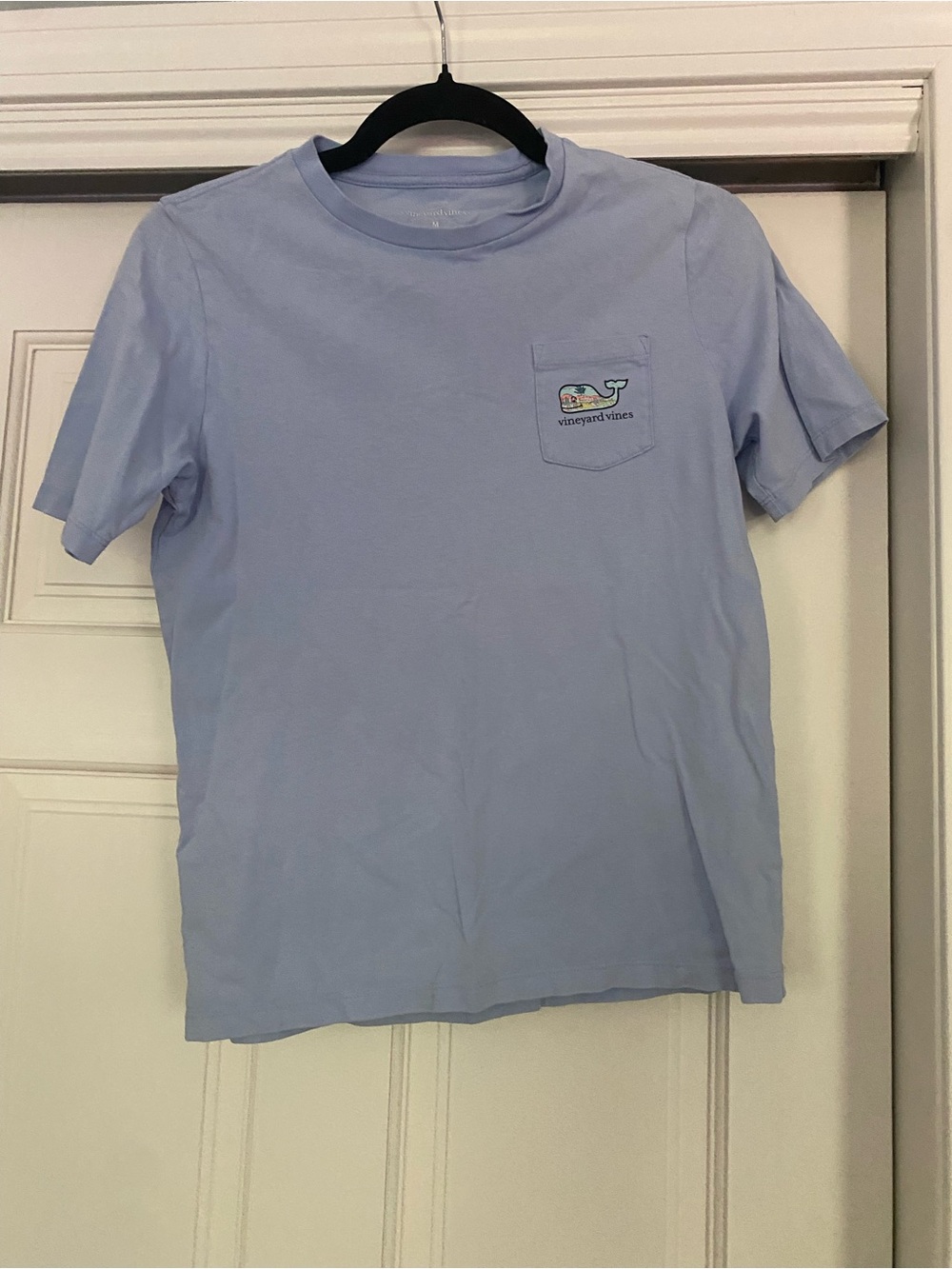 Boys Vineyard Vines Grayish Blue Pocket Tee with Whale Graphic